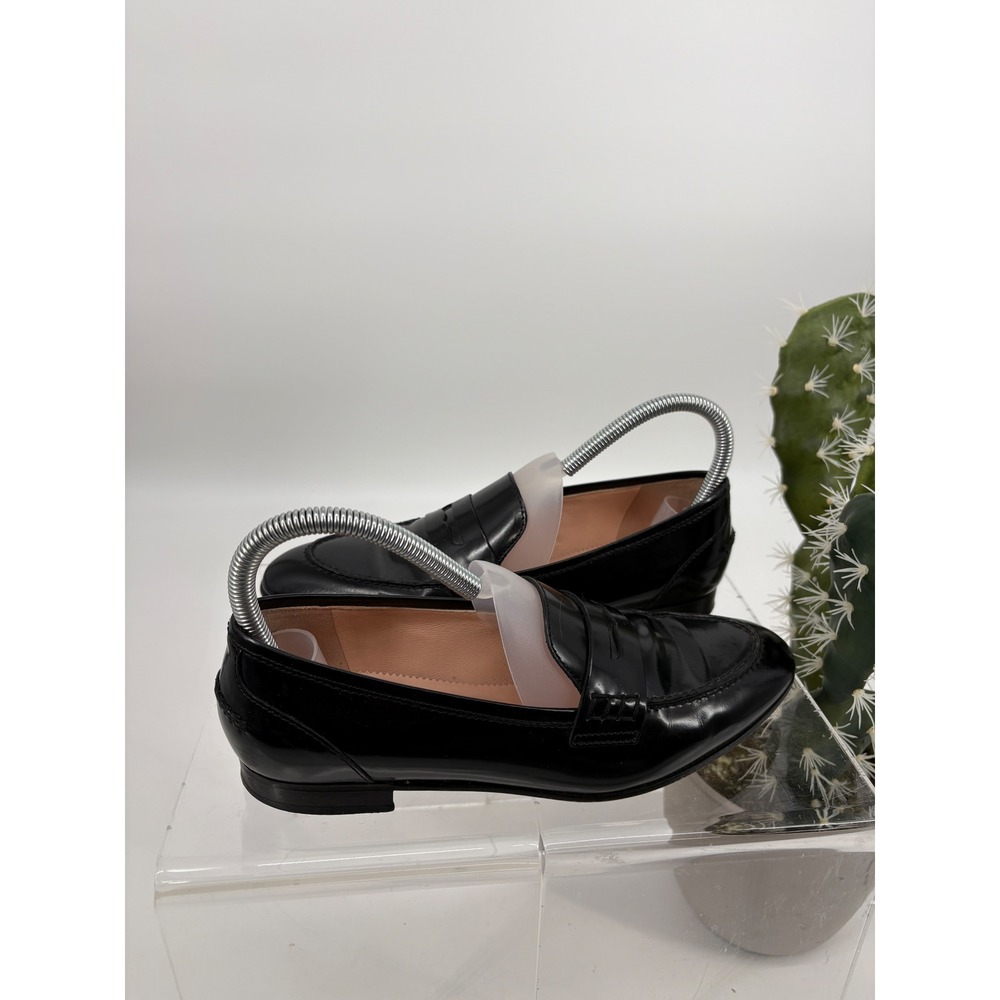J.Crew Academy Loafers Size 7 Black Leather Penny Loafer Flat Shoes